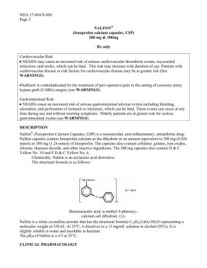 NDA 17-604/S-040 Page 3 NALFON (Fenoprofen Calcium Capsules, USP)