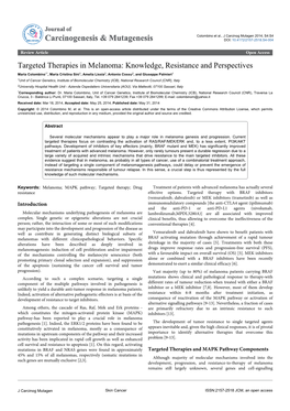 Targeted Therapies in Melanoma: Knowledge, Resistance And