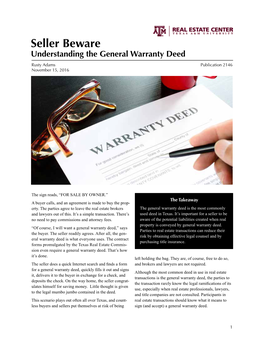 Seller Beware: Understanding the General Warranty Deed