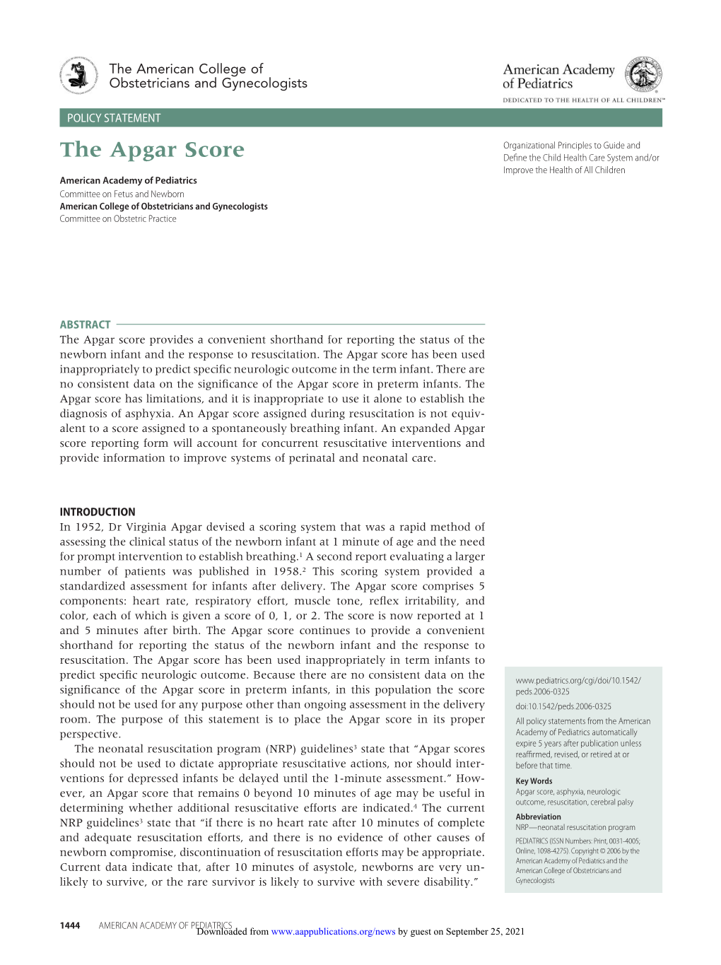 The Apgar Score