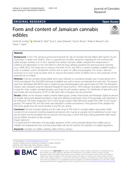 Form and Content of Jamaican Cannabis Edibles Carole M
