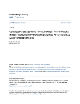 Cerebellum-Seeded Functional Connectivity Changes in Trait-Anxious Individuals Undergoing Attention Bias Modification Training