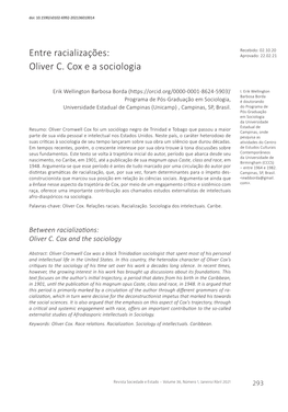 Entre Racializações: Oliver C. Cox E a Sociologia