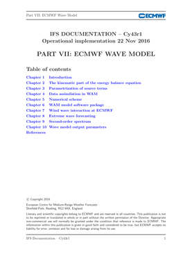 Part VII: ECMWF Wave Model