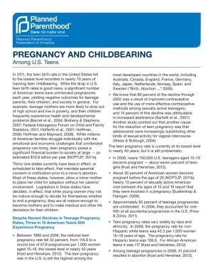 PREGNANCY and CHILDBEARING Among U.S