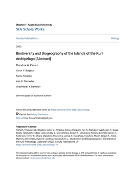 Biodiversity and Biogeography of the Islands of the Kuril Archipelago [Abstract]