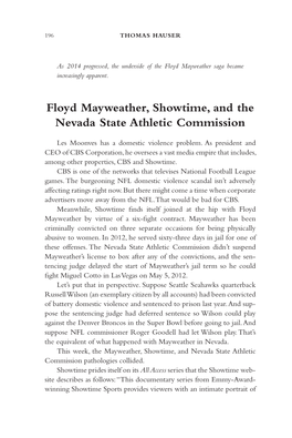 Floyd Mayweather, Showtime, and the Nevada State Athletic Commission