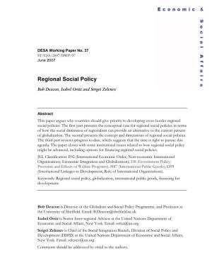 Regional Social Policy