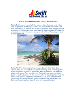 Sample BVI Itinerary