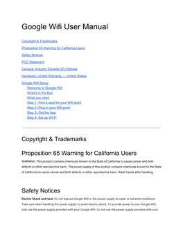 Google Wifi User Manual