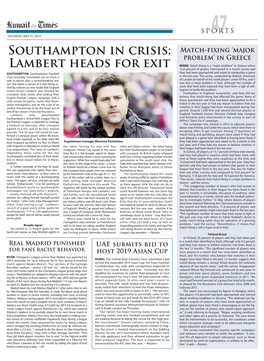 Southampton in Crisis; Lambert Heads for Exit