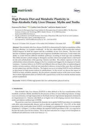 High Protein Diet and Metabolic Plasticity in Non-Alcoholic Fatty Liver Disease: Myths and Truths