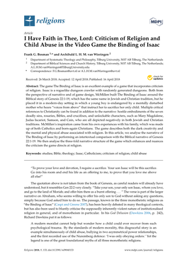 Criticism of Religion and Child Abuse in the Video Game the Binding of Isaac