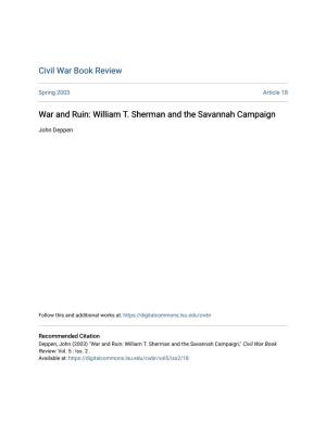 War and Ruin: William T. Sherman and the Savannah Campaign