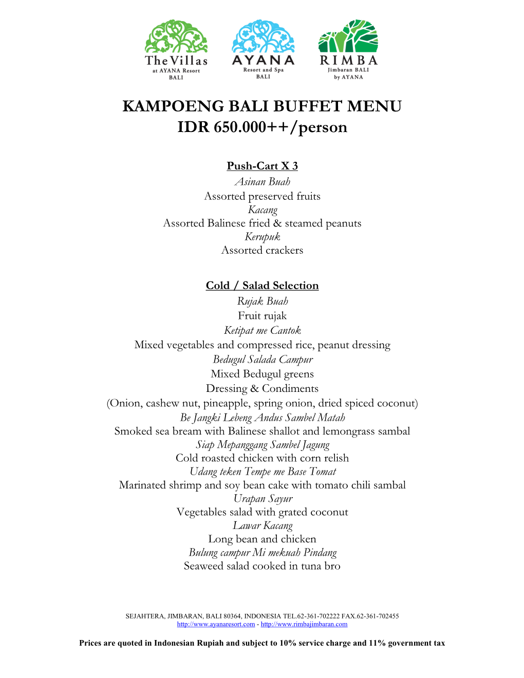Kampoeng Bali Buffet Menu.Pdf