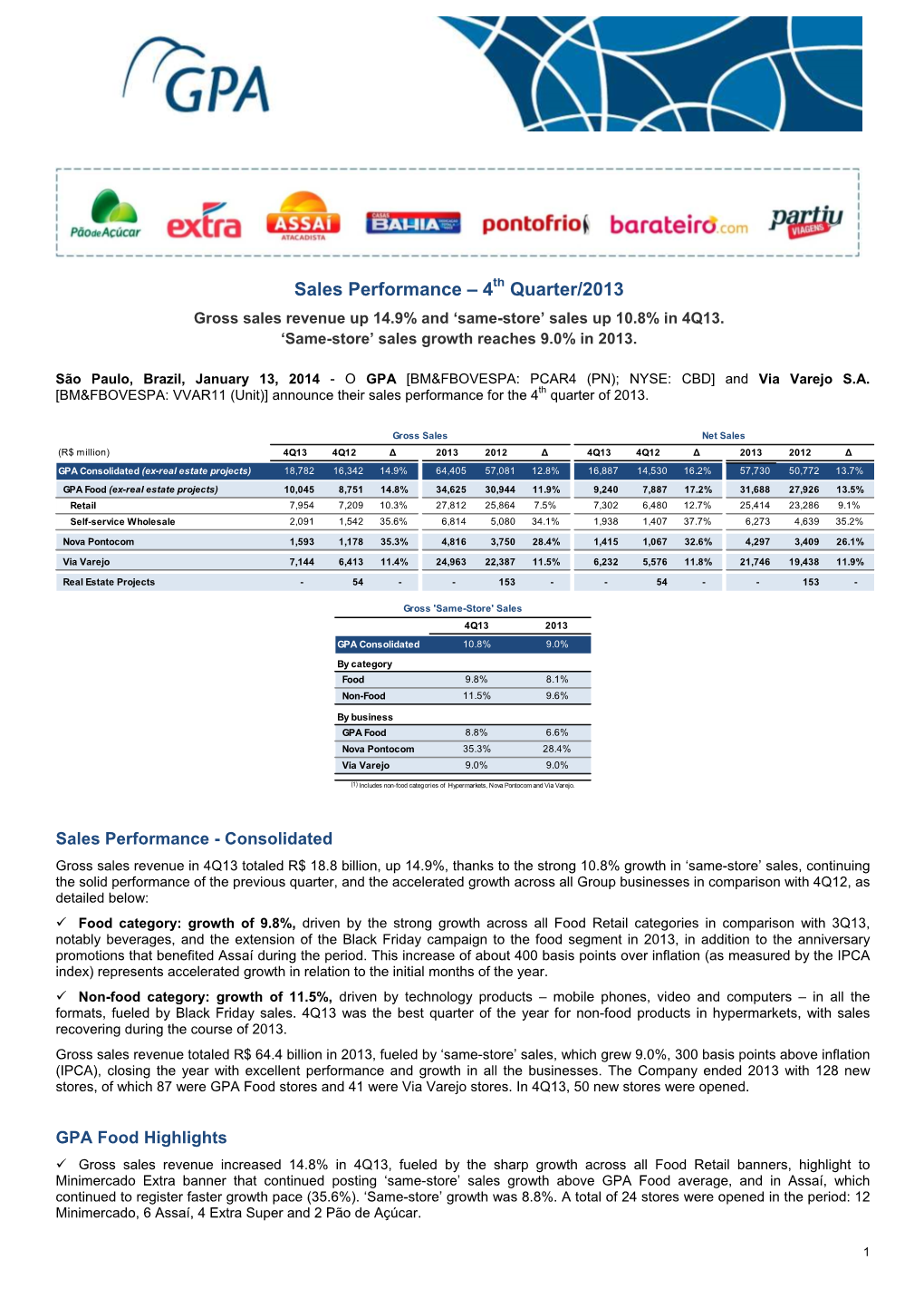 RI GPA Release De Vendas 4T13 13Jan Final ENG