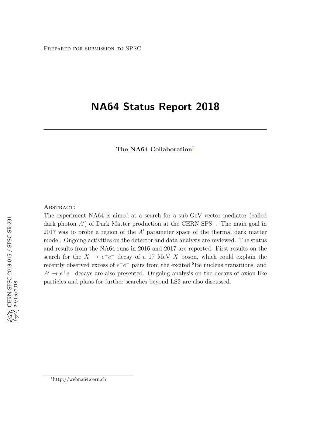 NA64 Status Report 2018