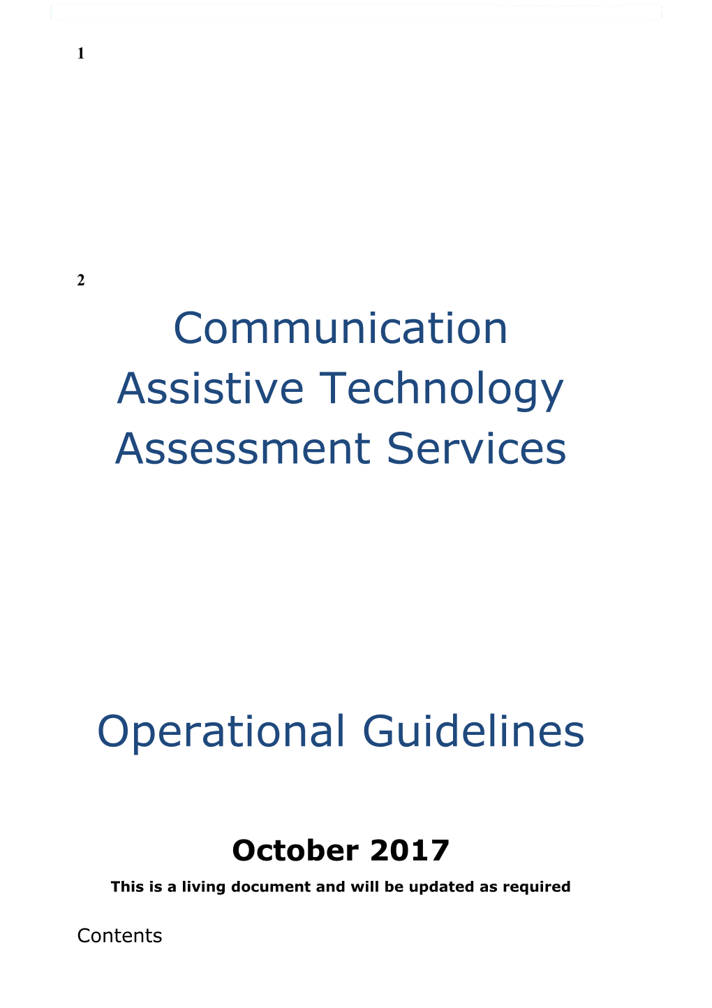 Communication Assistive Technology Assessment Services - Operational Guidelines