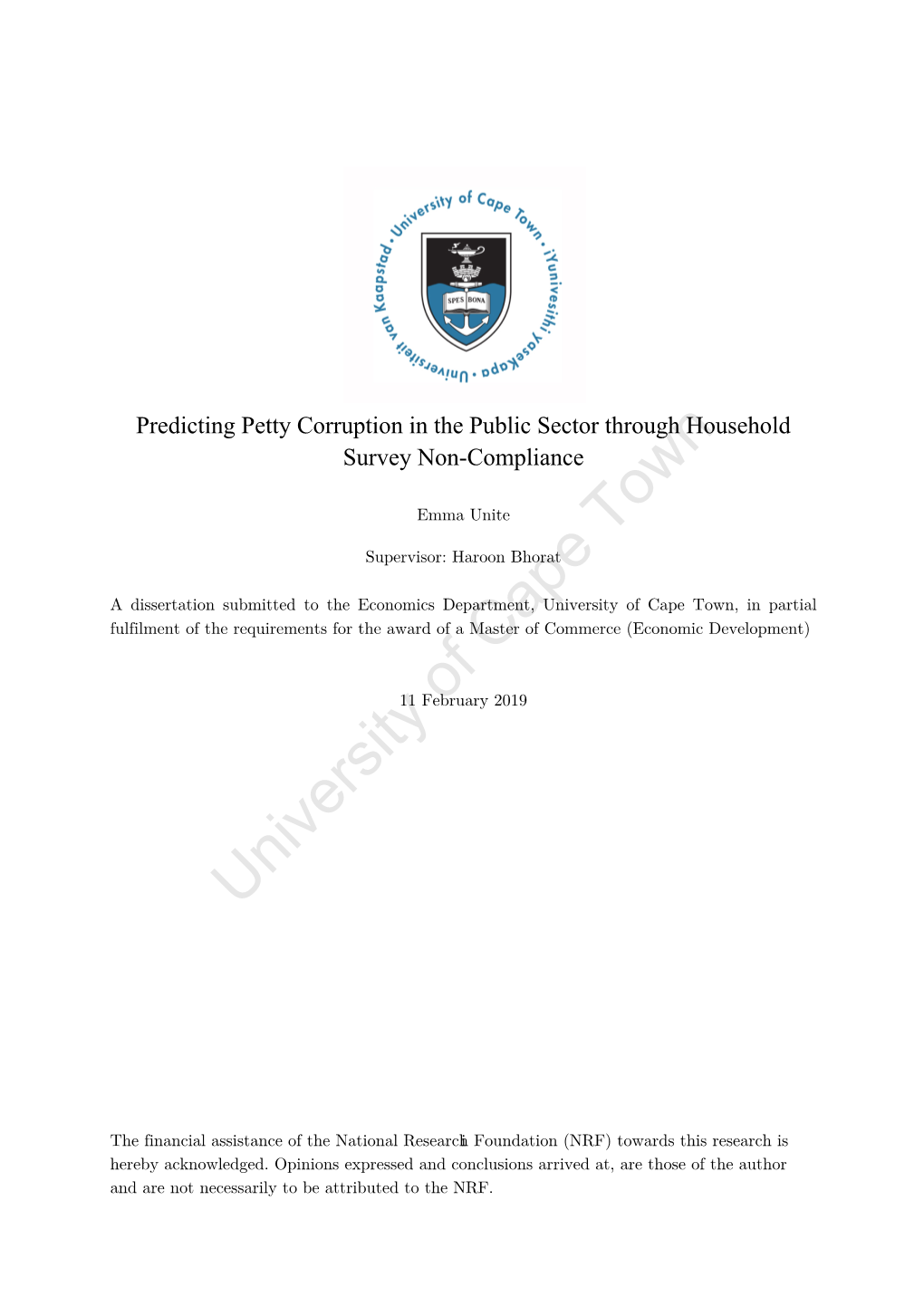 Predicting Petty Corruption in the Public Sector Through Household Survey Non-Compliance