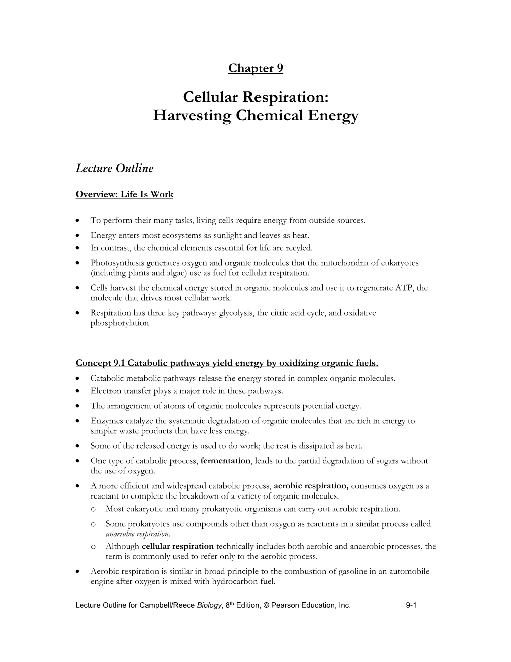 Cellular Respiration: Harvesting Chemical Energy