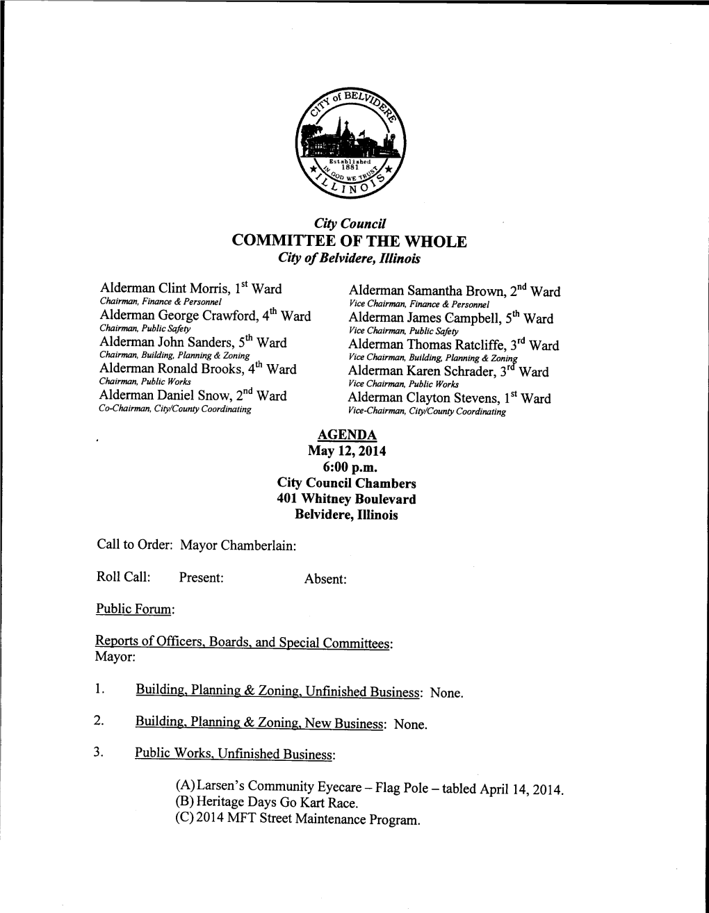 COMMITTEE of the WHOLE Reports