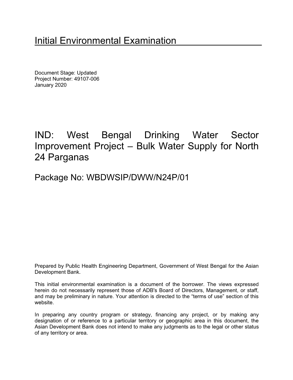 49107-006: West Bengal Drinking Water