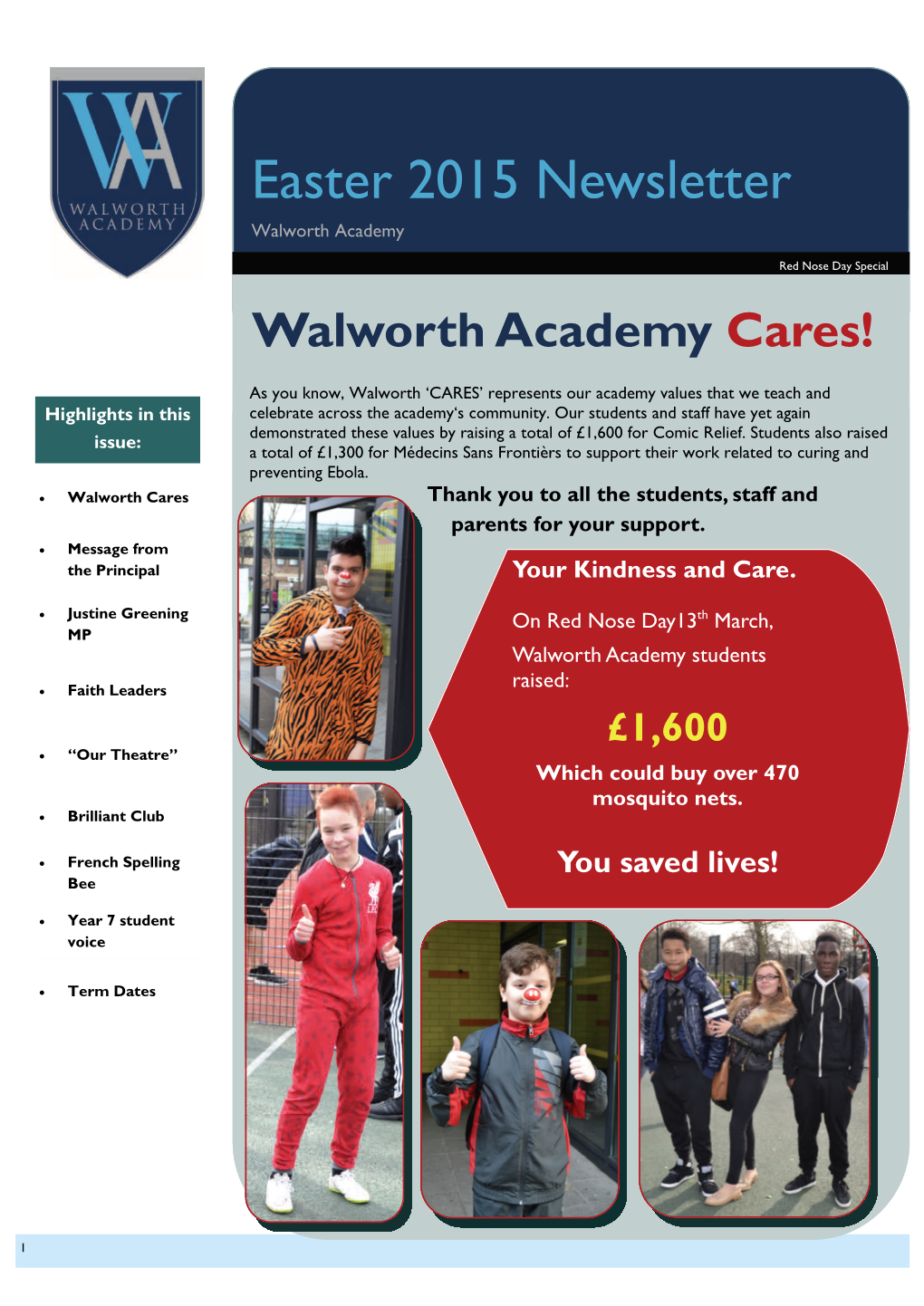 Newsletter Walworth Academy