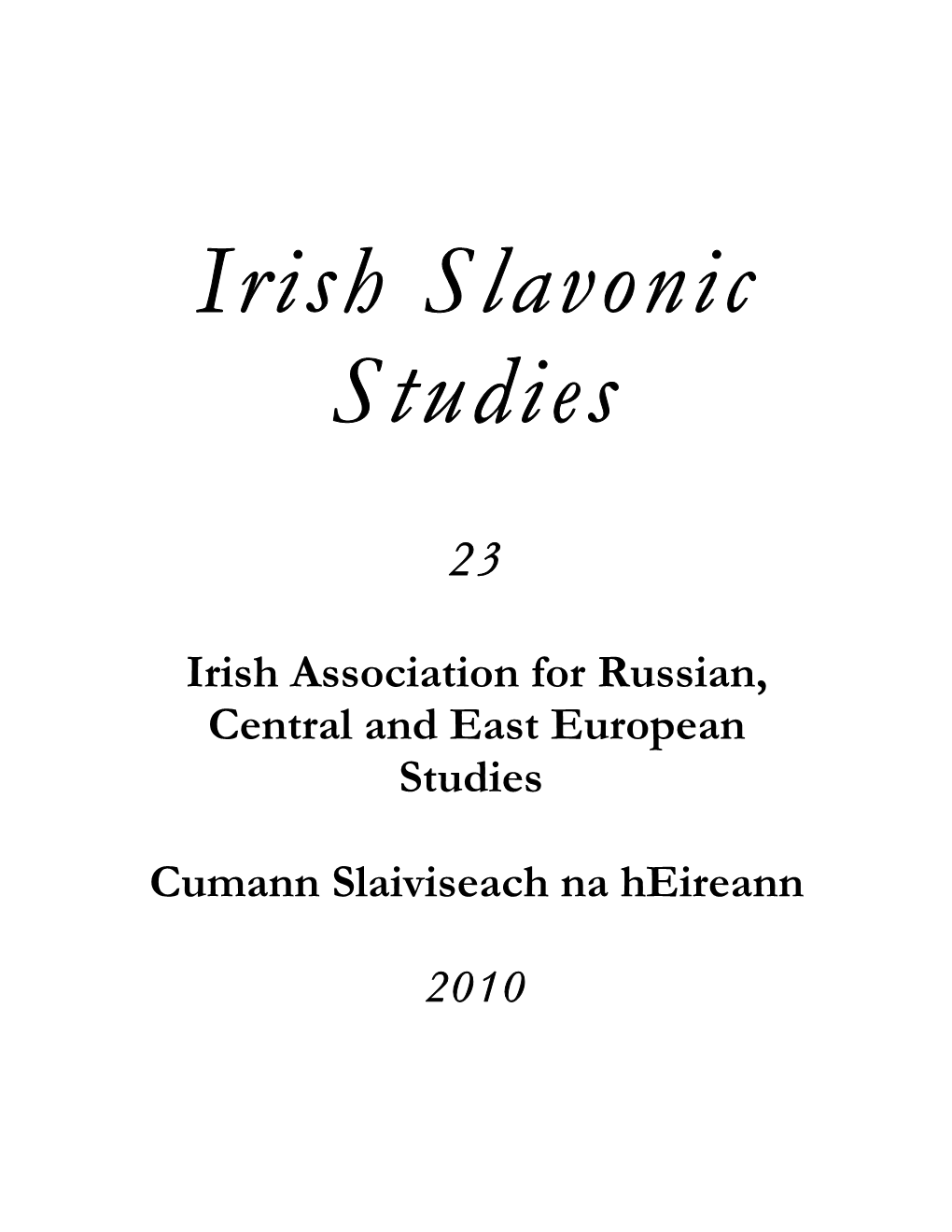 Irish Slavonic Studies