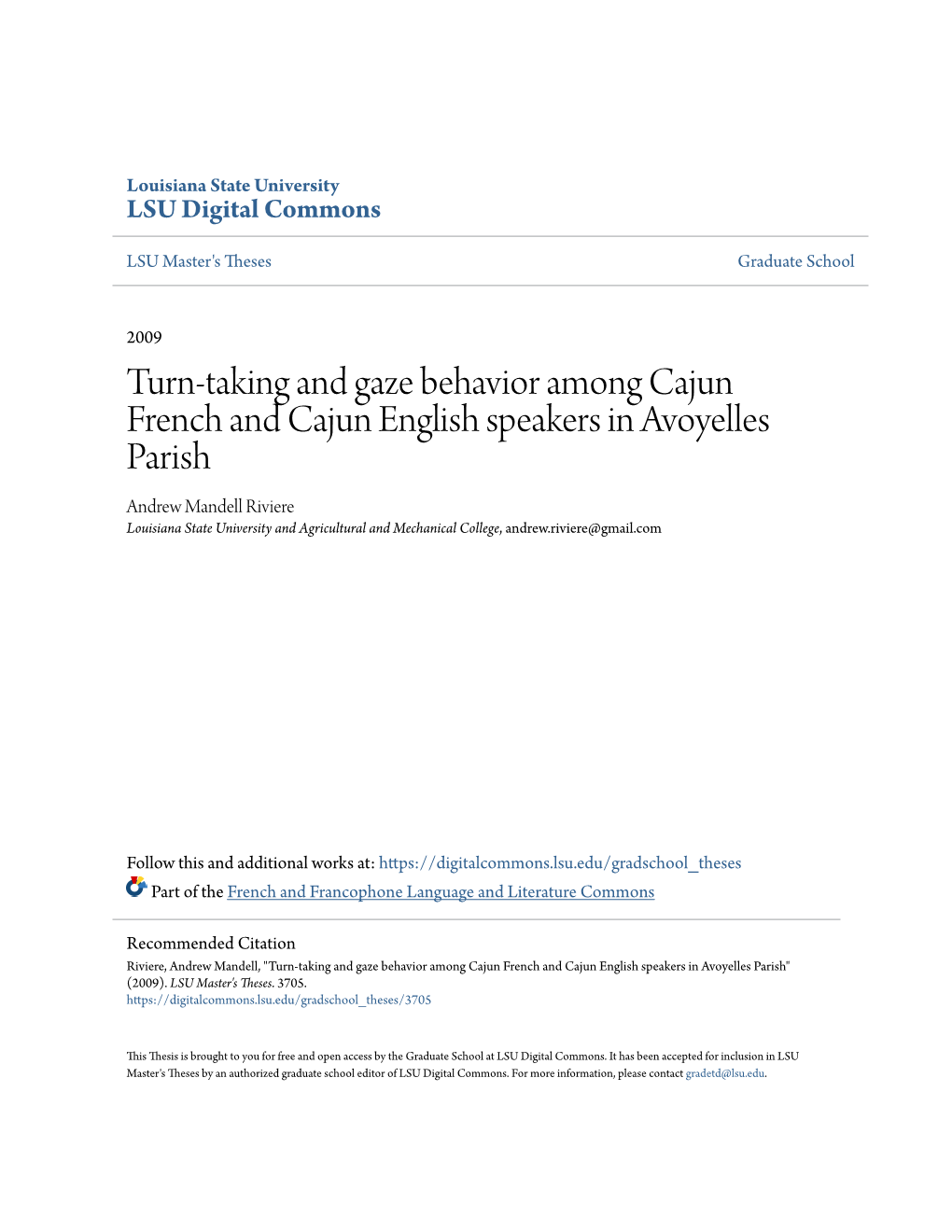 Turn-Taking and Gaze Behavior Among Cajun French and Cajun English Speakers in Avoyelles Parish