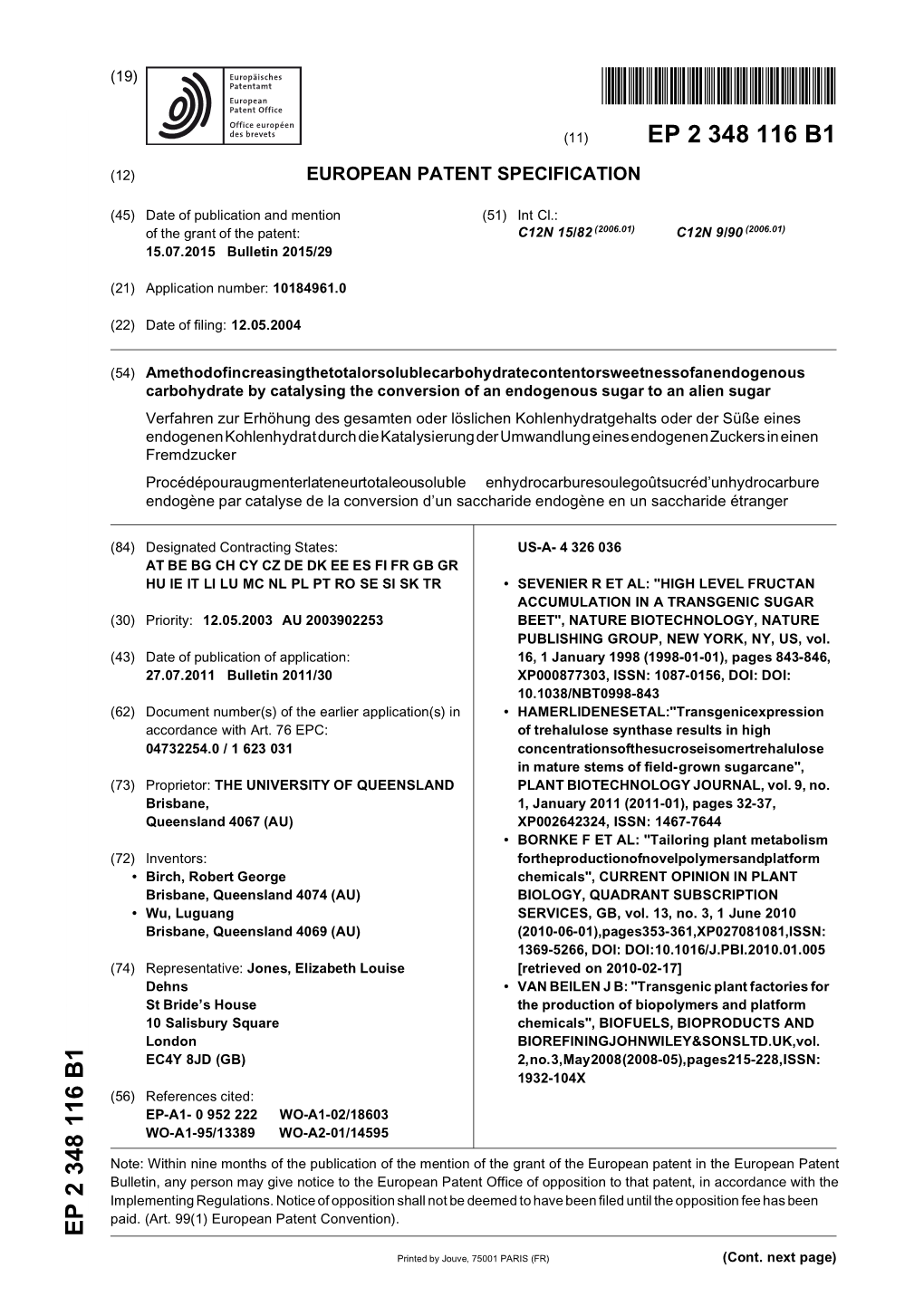 A Method of Increasing the Total Or Soluble Carbohydrate Content Or