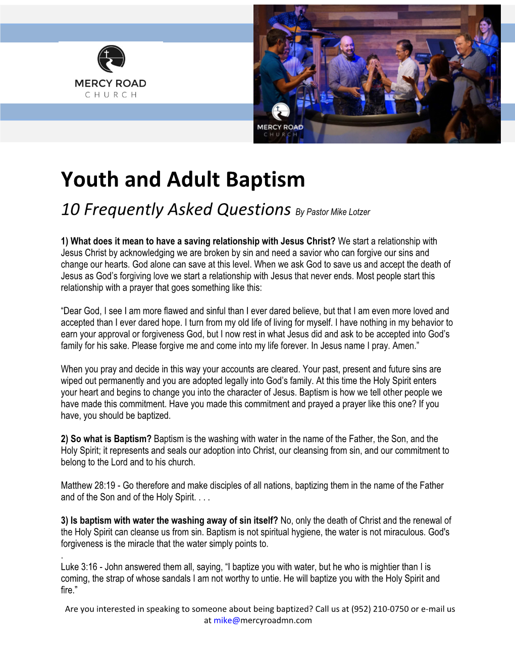 Youth and Adult Baptism