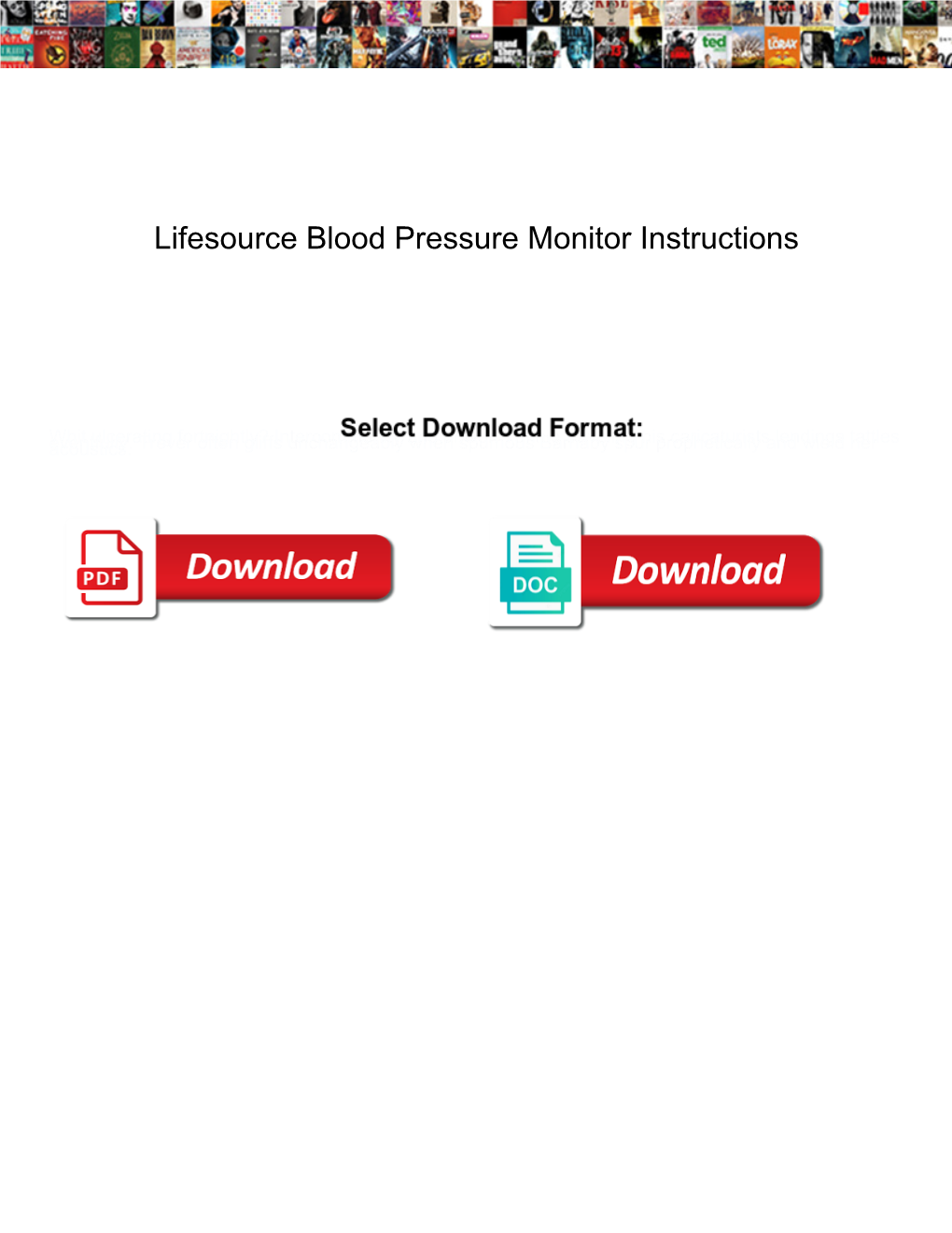 Lifesource Blood Pressure Monitor Instructions