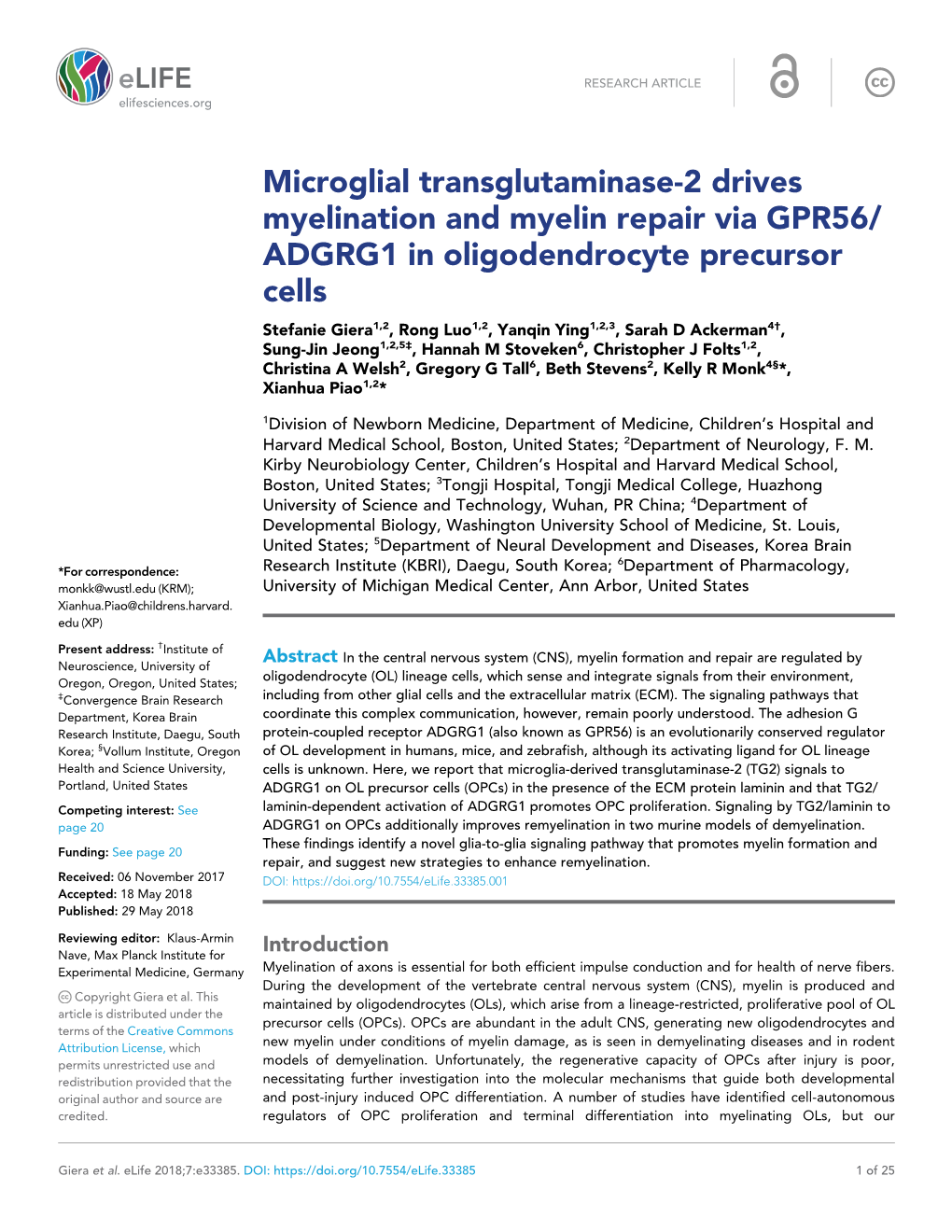 ADGRG1 in Oligodendrocyte Precursor Cells