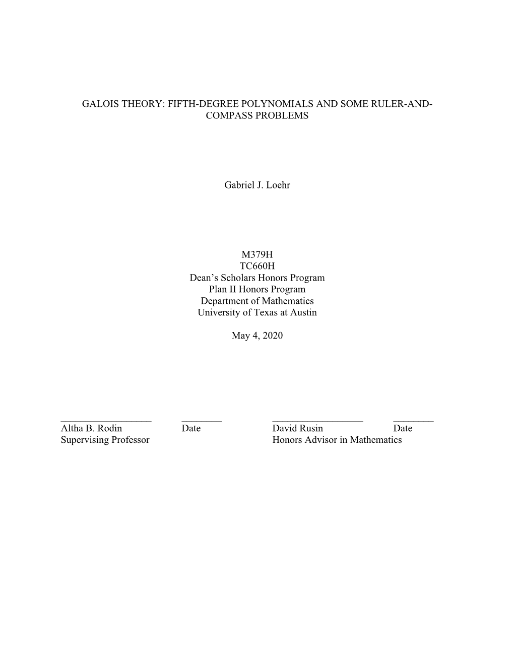 Galois Theory: Fifth-Degree Polynomials and Some Ruler-And- Compass Problems