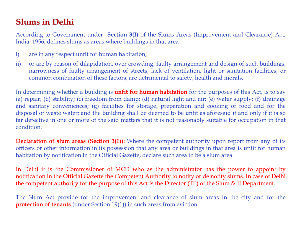 Study on Slum Typologies and Grading for Improvement Delhi
