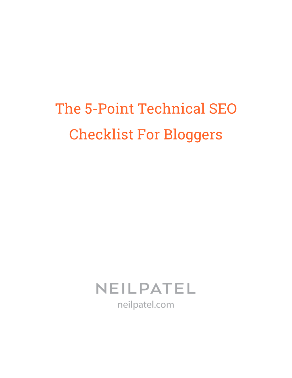 The 5-Point Technical SEO Checklist for Bloggers