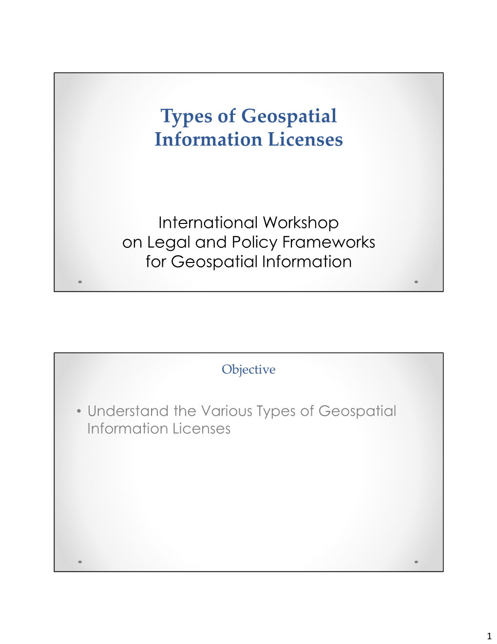 Types of Geospatial Information Licenses