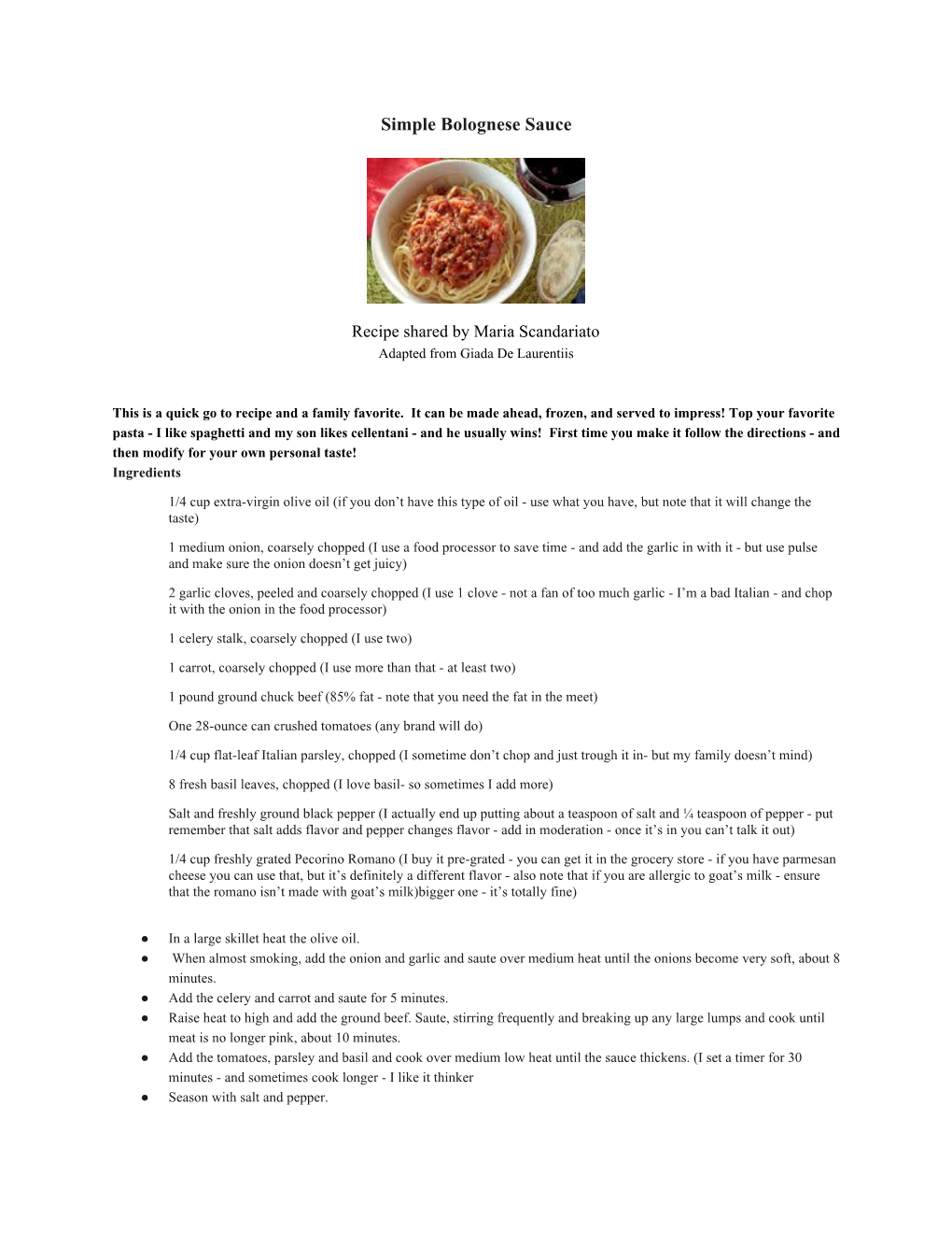 Simple Bolognese Sauce