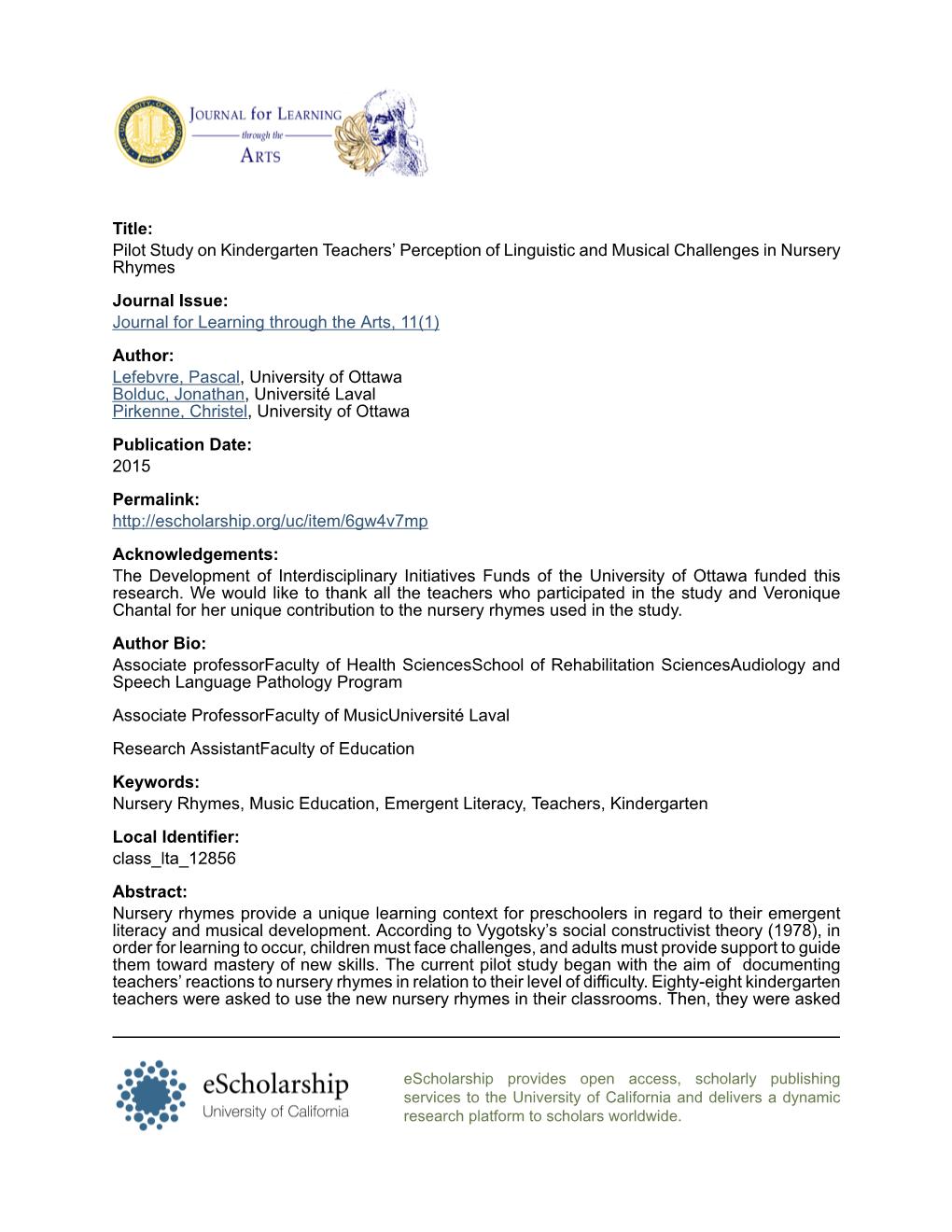 Pilot Study on Kindergarten Teachers' Perception of Linguistic And