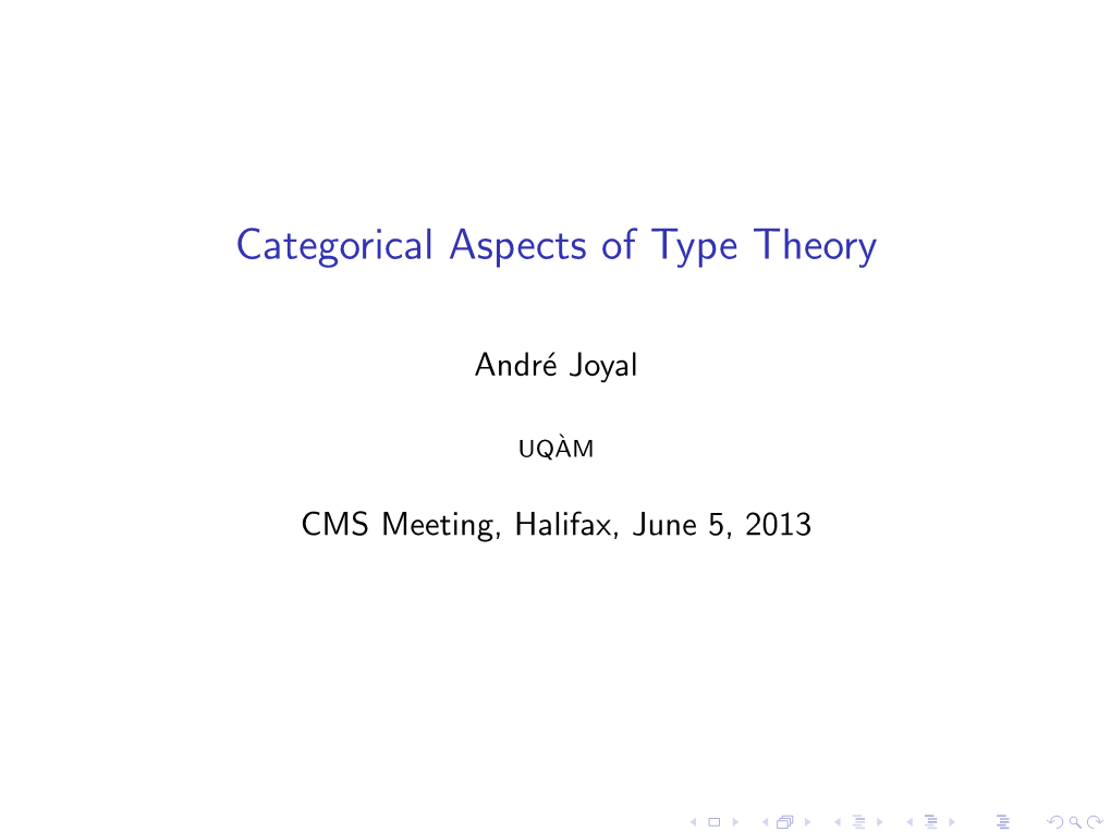 Categorical Aspects of Type Theory