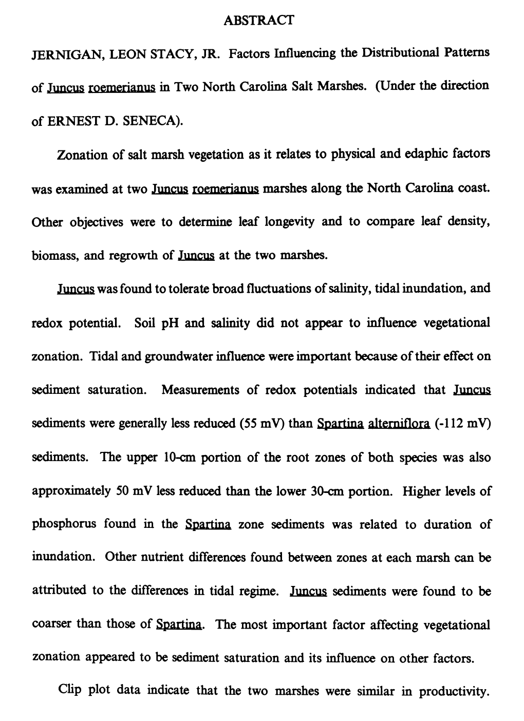 ABSTRACT JERNIGAN, LEON STACY, JR. Factors Influencing The