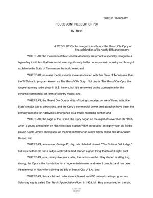 HOUSE JOINT RESOLUTION 790 by Beck a RESOLUTION To