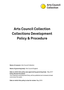 Arts Council Collection Collections Development Policy & Procedure