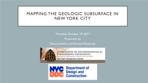 Mapping the Geologic Subsurface in New York City