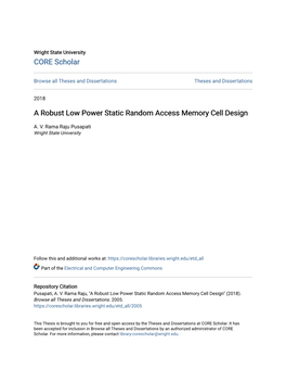 A Robust Low Power Static Random Access Memory Cell Design