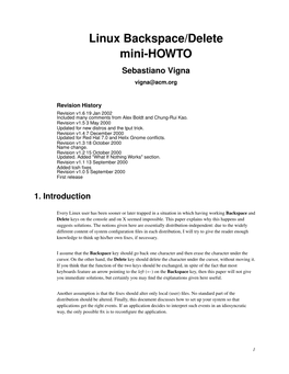 Linux Backspace/Delete Mini-HOWTO Sebastiano Vigna Vigna@Acm.Org