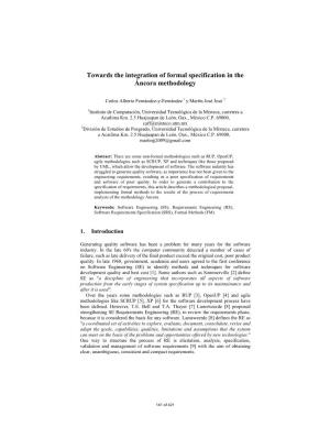 Towards the Integration of Formal Specification in the Áncora Methodology
