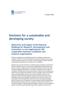 The National Roadmap for Research, Development and Innovation: a New Beginning for RDI Cooperation Between Companies and Research Organisations