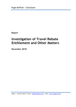 Investigation of Travel Rebate Entitlement and Other Matters