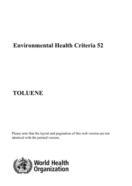 Environmental Health Criteria 52 TOLUENE